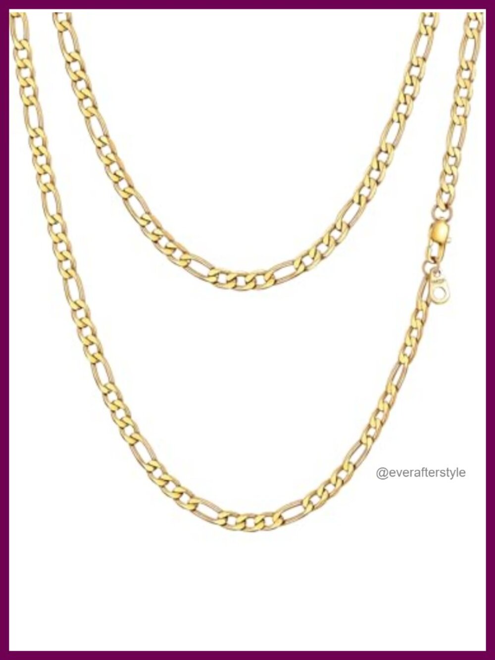 Stainless Steel Figaro Link Chain Necklace 14-16 inch Gold Plated Men Women